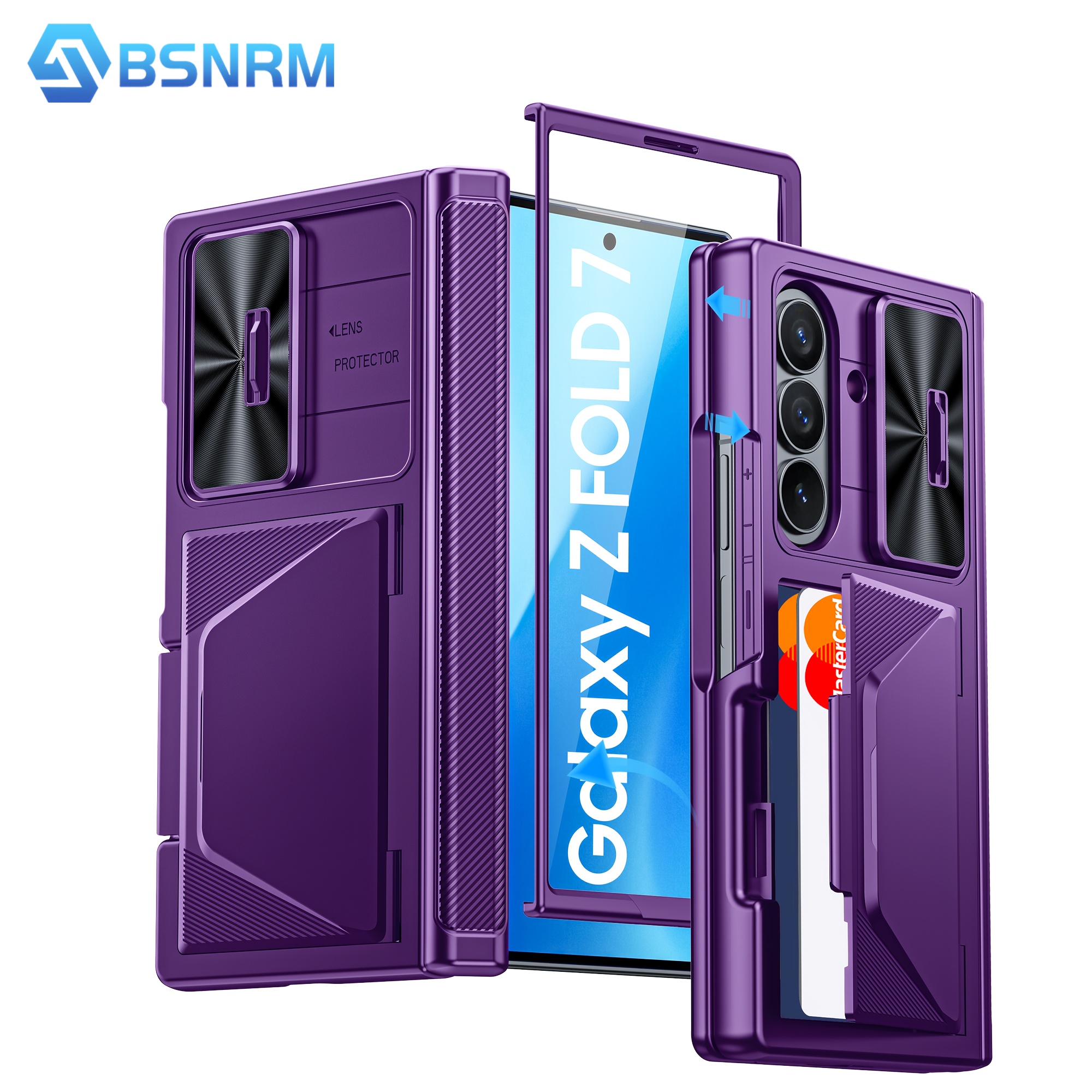 Phone Case - Shockproof Wallet Case Designed For The For Galaxy Z Fold 7, Featuring A Card Holder, A Built-in Sliding Lens Cover, A Hinge Protector, And A Screen Protector
