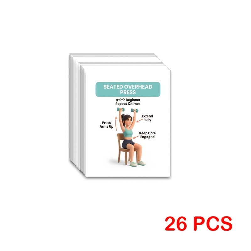 TEMU Gentle Exercise Cards For Beginners - Easy To Workout Deck With Movements | Flash Cards For Seniors And No Experience Users