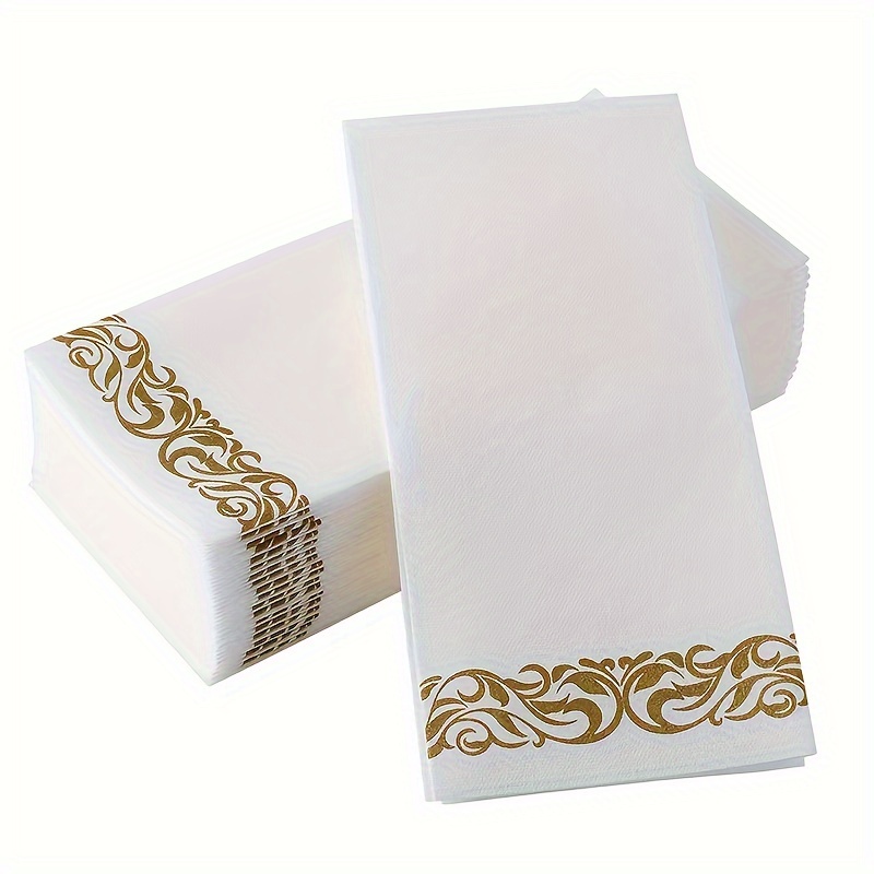 a set of 150 disposable guest towels with a   design suitable for kitchen parties weddings banquets or as decorative hand towels for bathrooms 50 towels per pack 3 packs per box total of 150 towels details 3