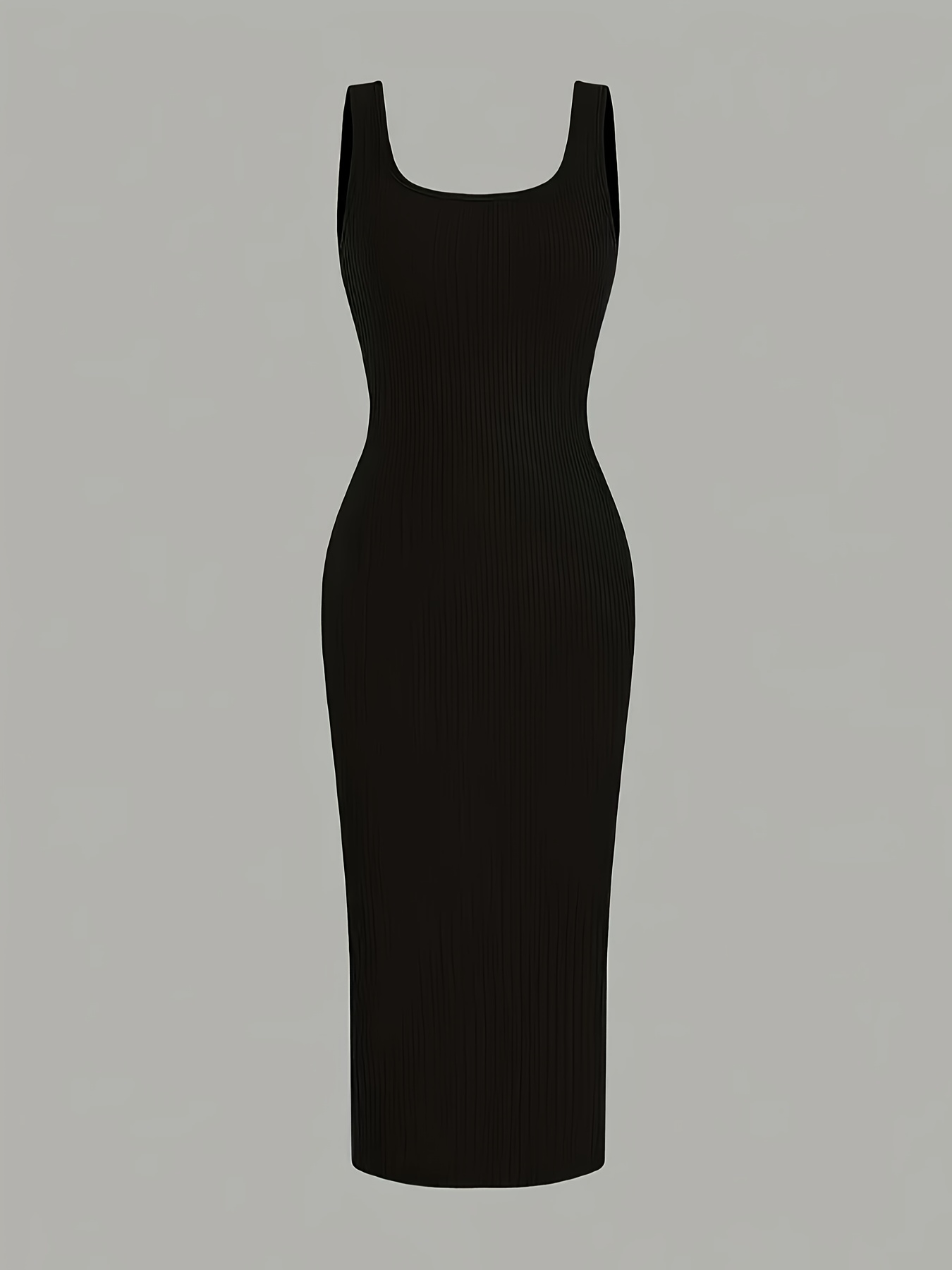 3pcs Women'S Ribbed Bodycon Dresses - Square Neck, Long Sleeve, Solid Color (Black, Brown, White) - Elegant & Versatile for Spring/Summer/Fall, Versatile Fashion | Ribbed Texture | Construction, Tight Fitted Dress