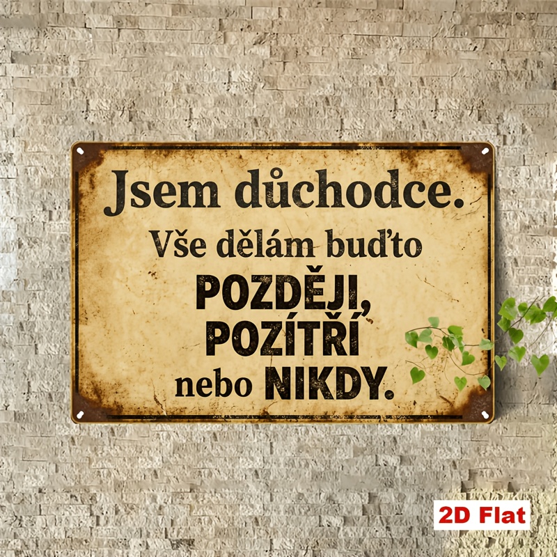 TEMU 2d Flat, 2d Flat 1pc Vintage Czech Metal Sign, 7.87x11.81inch Iron Sign, Fun "i Am Retired, I Put Everything Off Tomorrow Or Forever" Quote,
