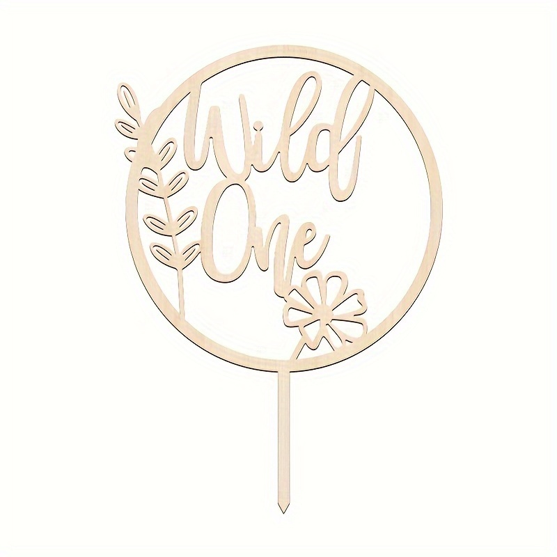 1pc, Wild 1 Jungle Theme Birthday Cake Topper Decoration - Wooden Decorations For Birthday, Wedding, Celebration