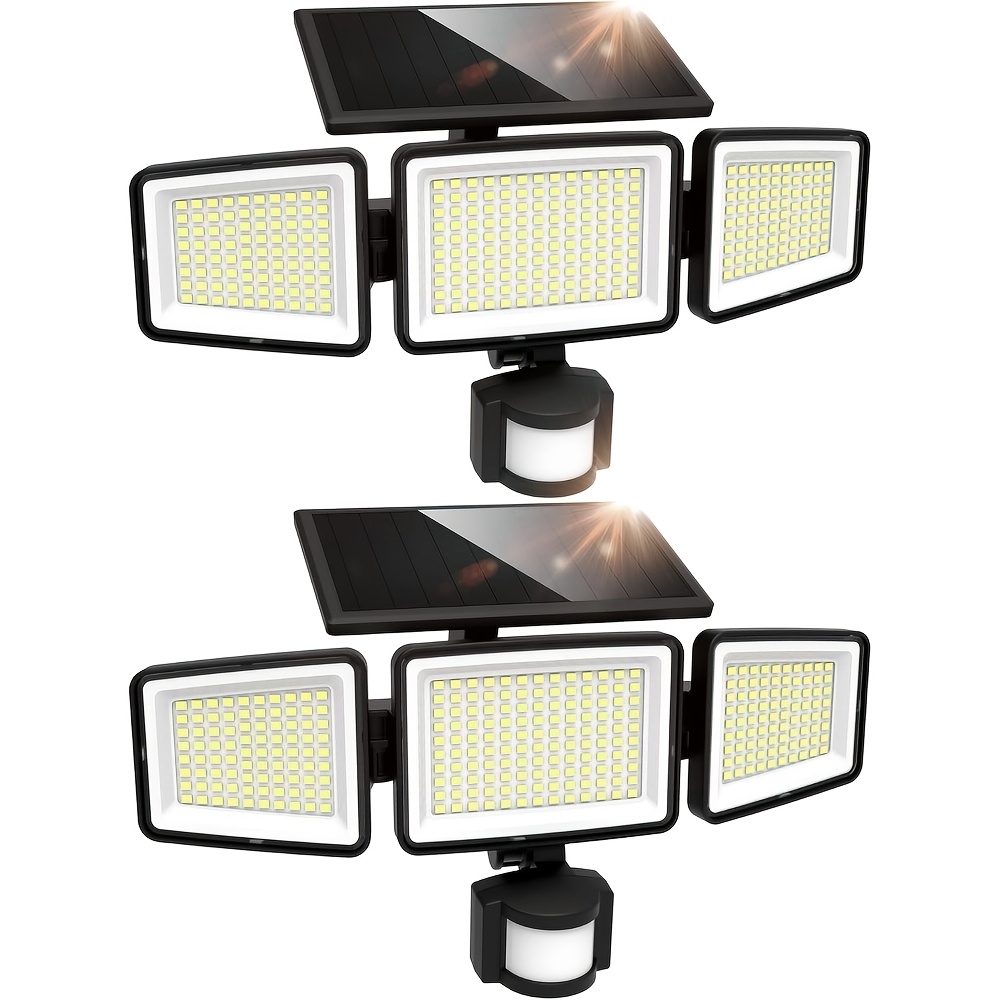 TEMU 6 Pack/4 Pack/2 Pack/1 Pack Solar Outdoor Lights 302 Led 3000lm, Ip54 Waterproof Motion Sensor Outdoor Lights, Solar Security Flood Lights 270