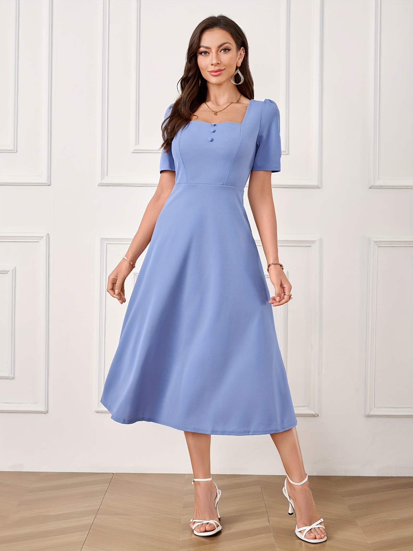 women's a line dress wedding guest s a line maxi dress puff sleeves length elegant wedding