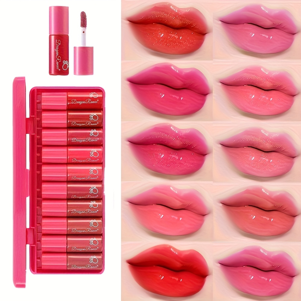 TEMU Dragon 10 Lip Gloss Tints/lip Tints/lipsticks - Pure And Seductive, Moisturizing, Long-lasting, Moisturizing, Cute Mirror Lipsticks