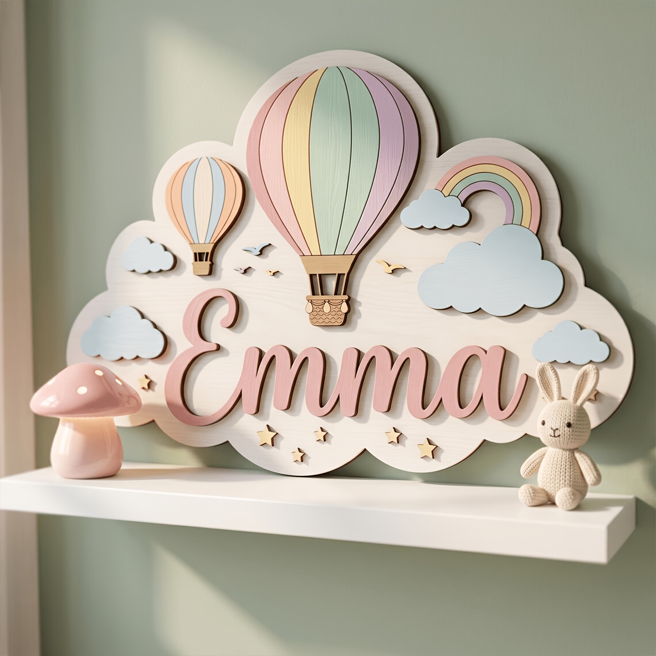 Floral Print Decorative Plaque | Wooden Wall Nameplate