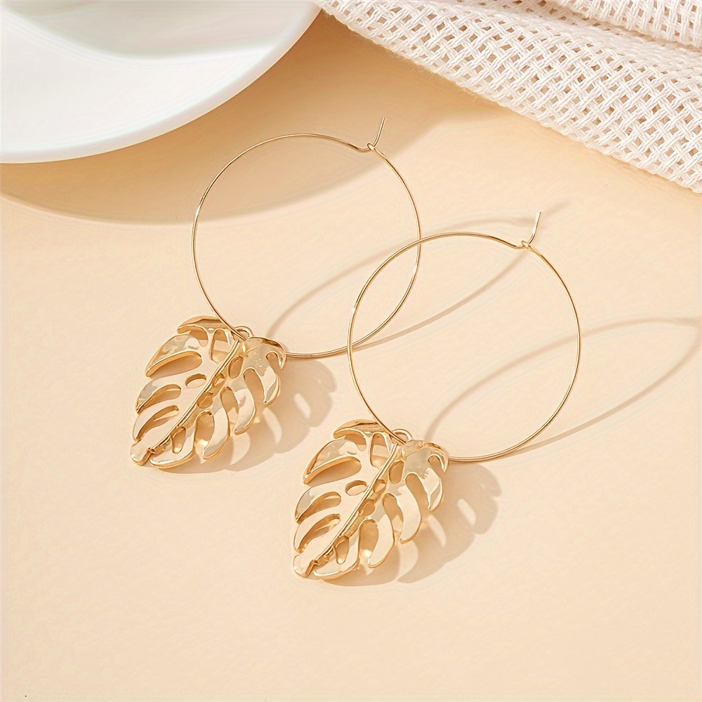 Golden Hollow Leaf Earrings Perfect for Any Occasion