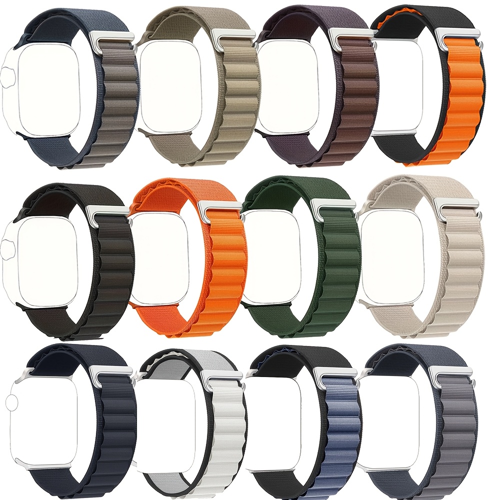 E-shop 12er-Pack Apple Watch Armband für Series Ultra 11/10/9/8/SE/7/6/5/4/3 Smartwatch, Nylon-Band, Schnellverschluss, Kompatibel mit