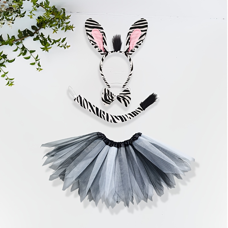 Set Costume Da Zebra Per Bambini – Fascia, Papillon, Coda E Tatuaggio Viso, Perfetto Per Carnevale, Halloween E Feste A Tema