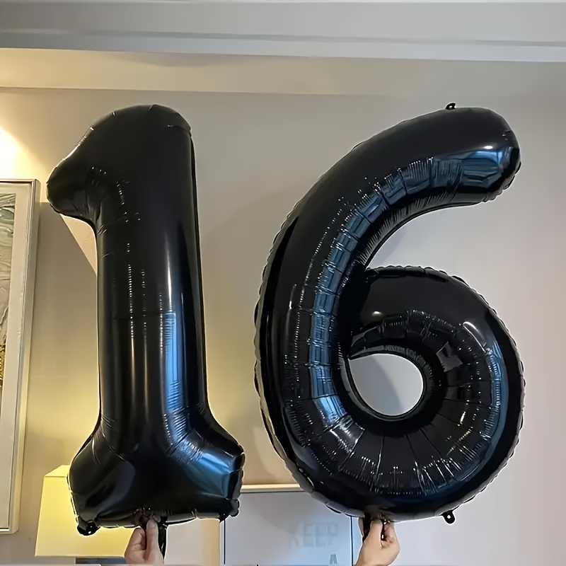 2 32-inch Giant Foil Balloons, 16, Suitable For 16th Birthday Party Decorations, Anniversary Party Decorations, Birthday Party Gifts, Birthday Party Decorations