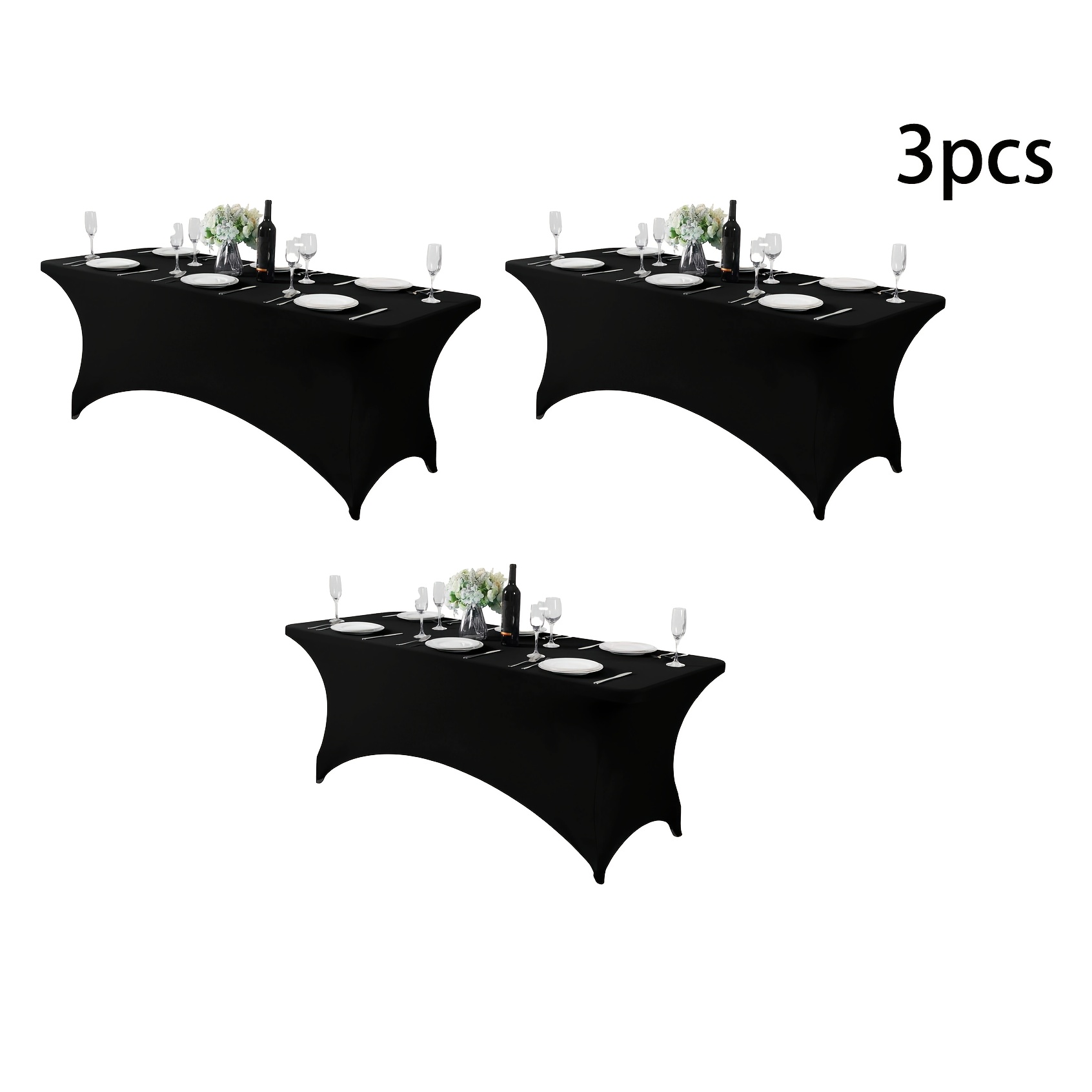 TEMU 3/5pcs, 6ft Smooth Reusable Party Tablecloth, In Black And White, Suitable For Party Tablecloths, Birthday Parties, Ribbon-cutting, Wedding
