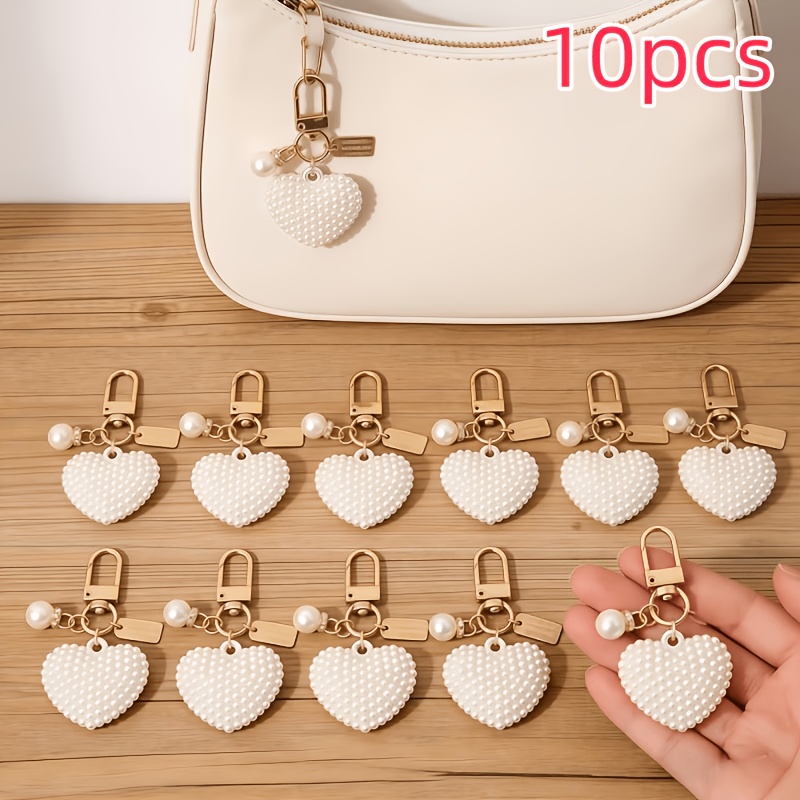 TEMU Lot de 10 grands porte-clés de cœur, breloques mignonnes pour sac à main de femme, accessoires de mode, porte-clés élégants et charmants pour