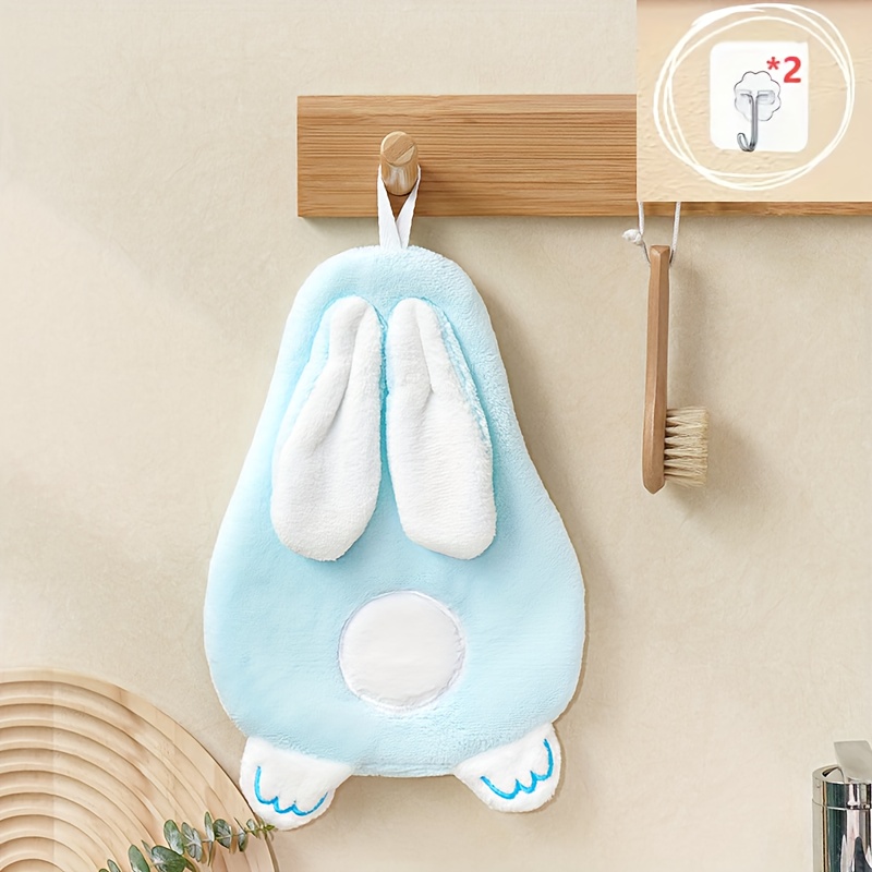 E-shop Ultraweiches Korallen-Badezimmer-Handtuch, mit zwei Haken – Süßes Cartoon-Design, super saugfähiges Handtuch, perfektes Weihnachtsgeschenk,