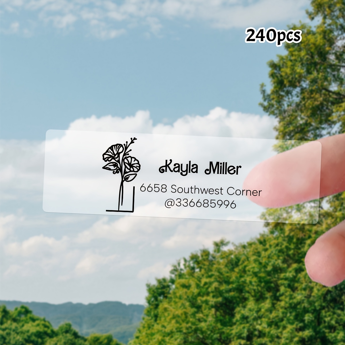 Custom Text Rectangular Transparent Address Stickers