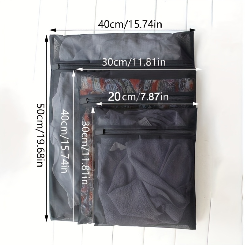 TEMU 3 Black Laundry Bags For Washing Clothes, Mesh Underwear Laundry Bags, Machine-specific Bags Suitable For Hotels - Protects Garments From