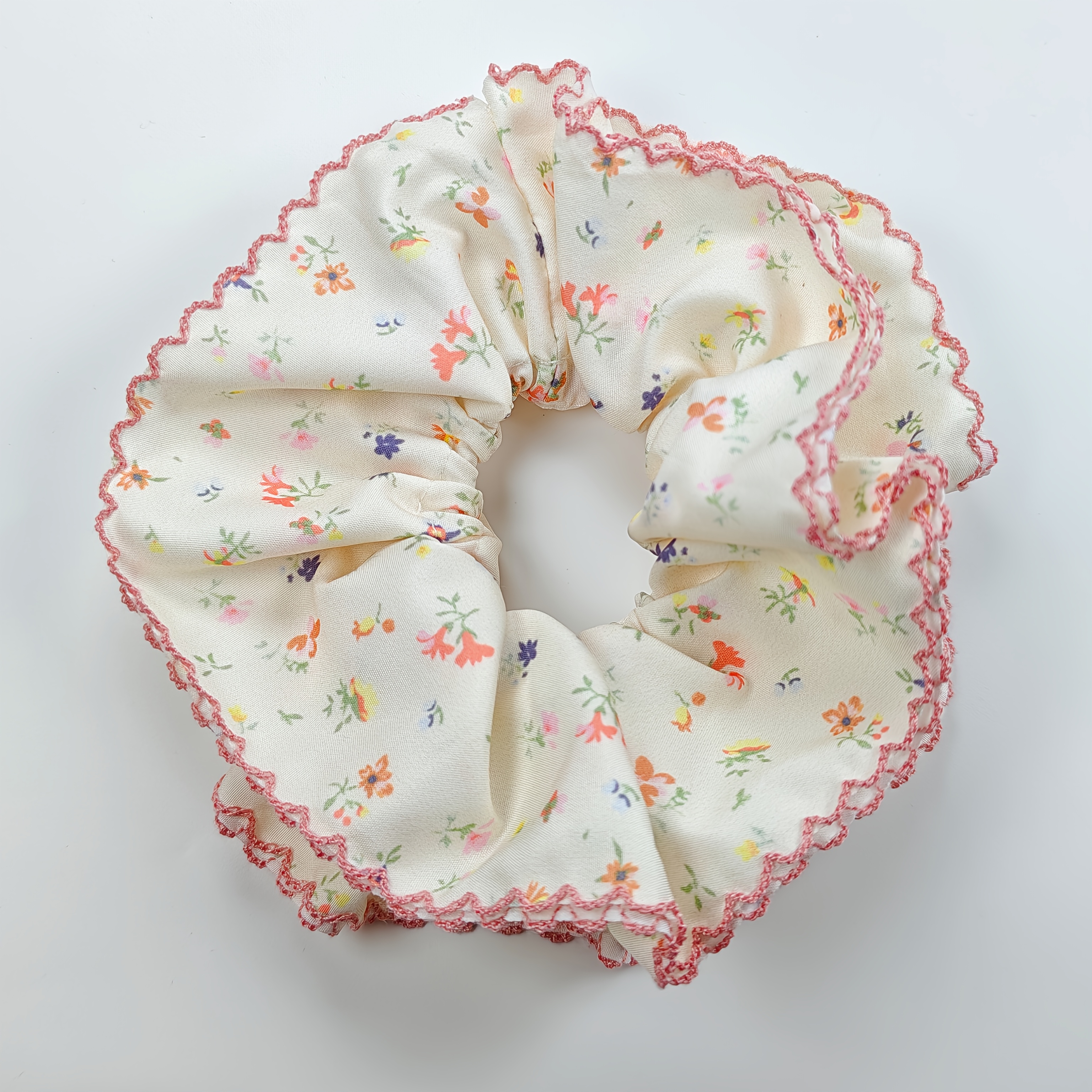 TEMU 1pc Heavy-duty Sweet Floral Print Four-layer Ponytail Holder, Girly Bun Hair Tie, Low Ponytail Elastic Band