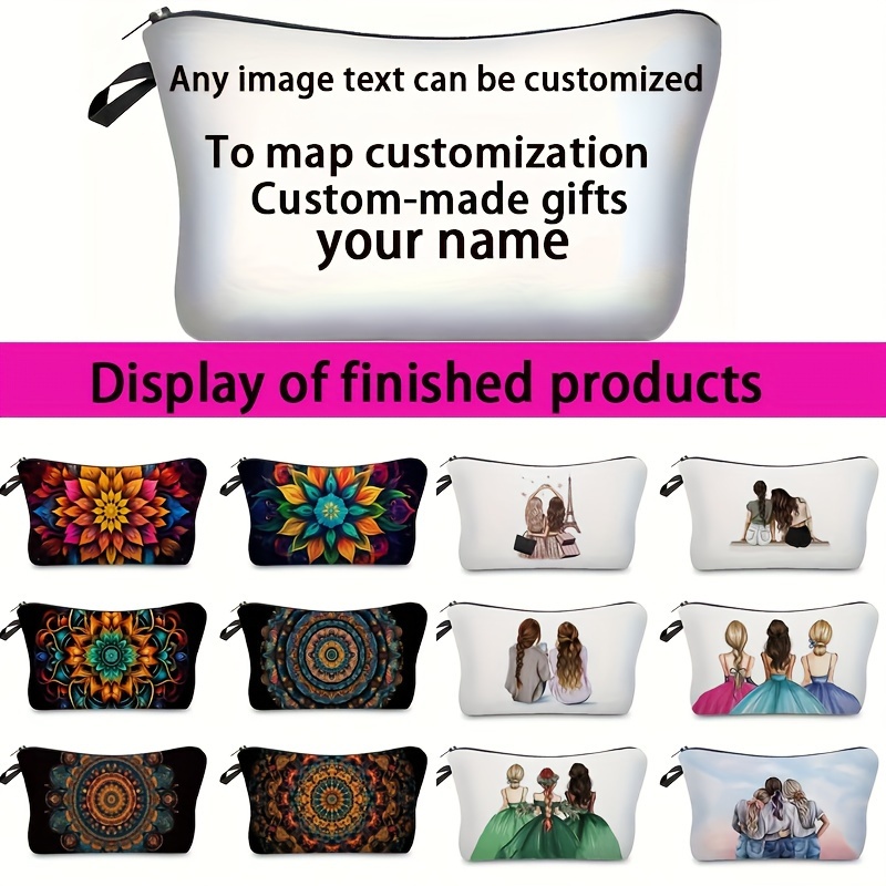 

Customizable Makeup Bag With Your Photo & Text - Spacious, Portable Cosmetic Pouch For Travel & Toiletries, Unisex Design