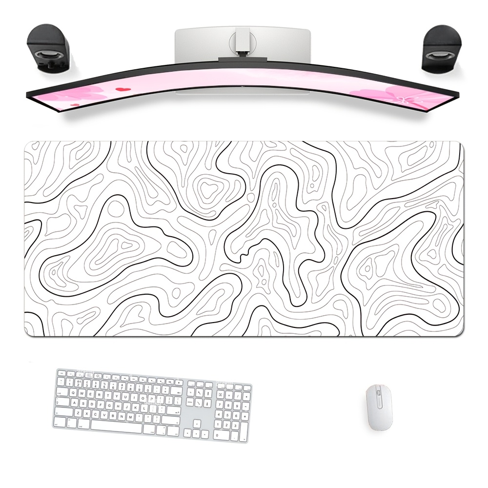 

Xxl White Map Gaming Mouse Pad - Extended Large Desk Mat With , Non-slip Rubber Base, Abstract Design, Mouse Mat, Mice Pad