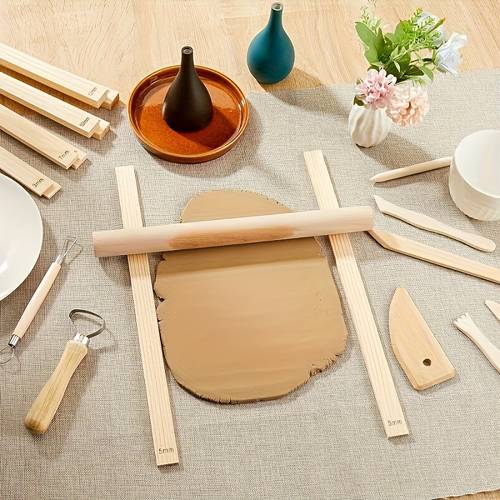 10pcs pottery slab guide rail set 5 sizes wooden rolling stick set polymer clay depth guide ceramic tool clay tool slab tool ceramic polymer clay thickness