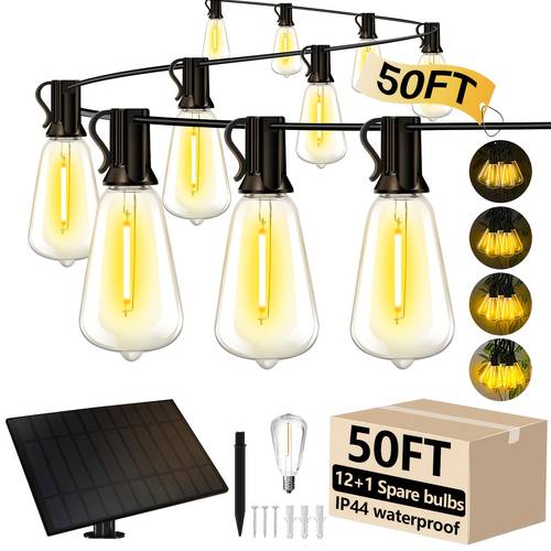 Outdoor Light String, 200/150/120/100/50ft, ST38 Retro Edison LED Shatterproof Bulb, Weather-resistant Material, Suitable for Weather , , for Garden, Porch, Patio Garden, Party Decoration, to Create A Warm Atmosphere
