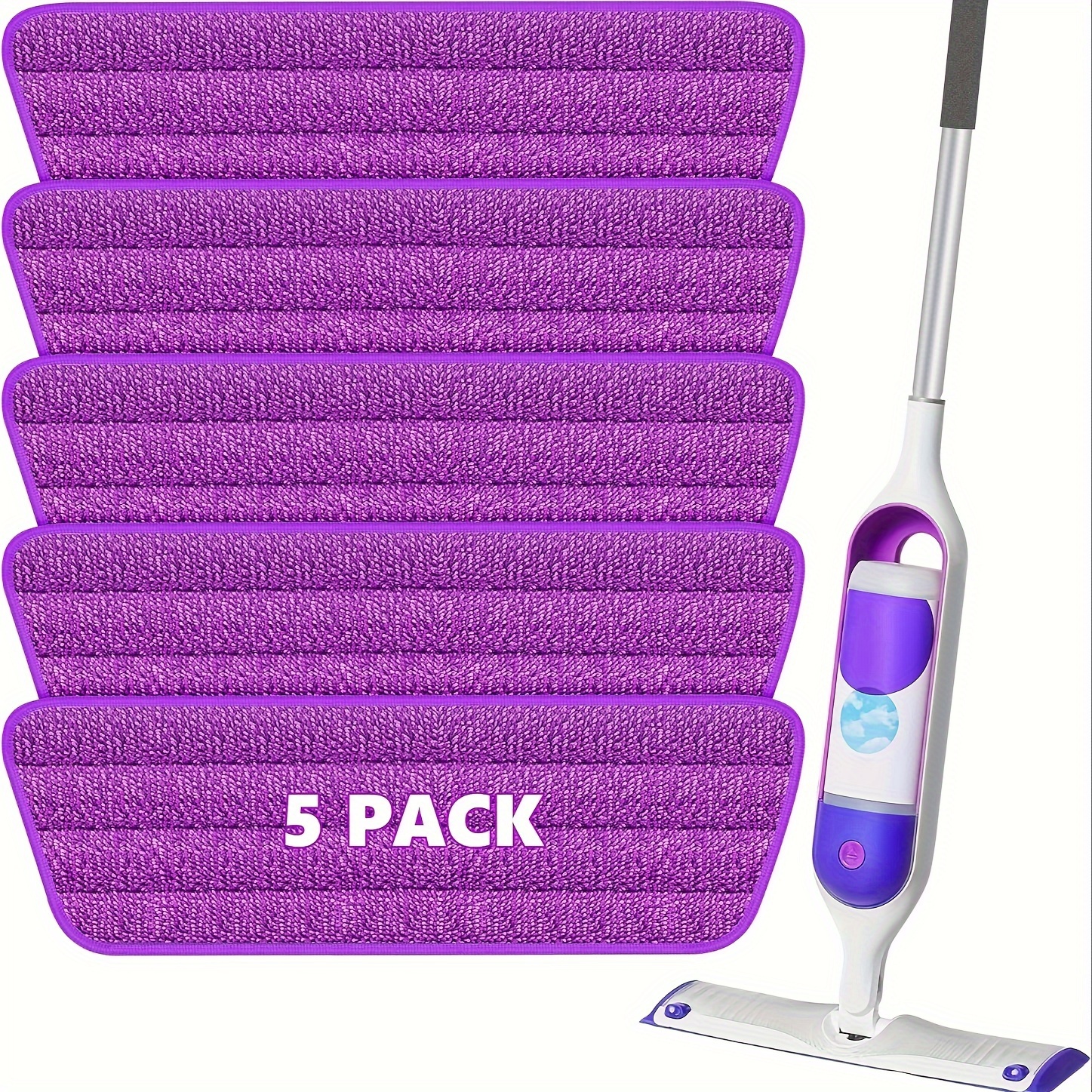 5pcs reusable mop refill pads microfiber power mop refills machine washable power mop pads replacement purple hardwood floor mop cleaning pads 15 3 x 5 1 inch cleaning supplies cleaning accessories