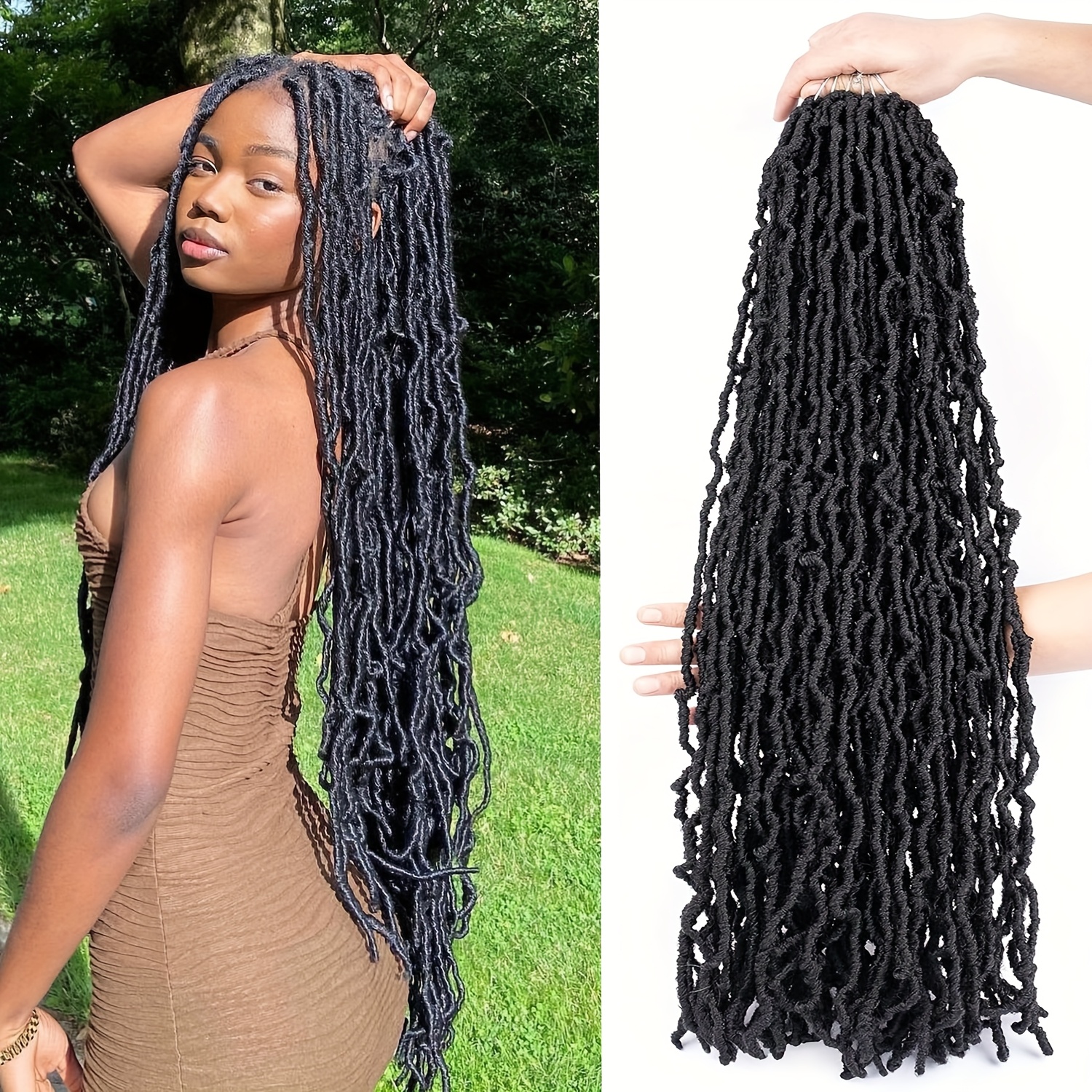 1 peça de Cabelo Crochê Falso de 76.2 cm - Extensões de Locs de Deusa Pré-Lacadas para Ondas Macias e Encaracoladas, Textura Natural para Trançados, Cabelo Crochê Cacheado para Todas as Etnicidades 7