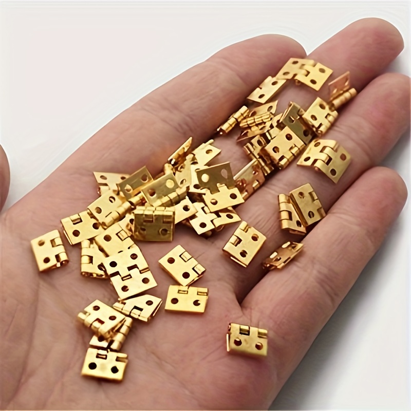 

Small Brass Mini Hinges For Wooden Boxes, Jewelry Boxes, Dollhouse Mini Furniture+400 Replacement Gold Screws.