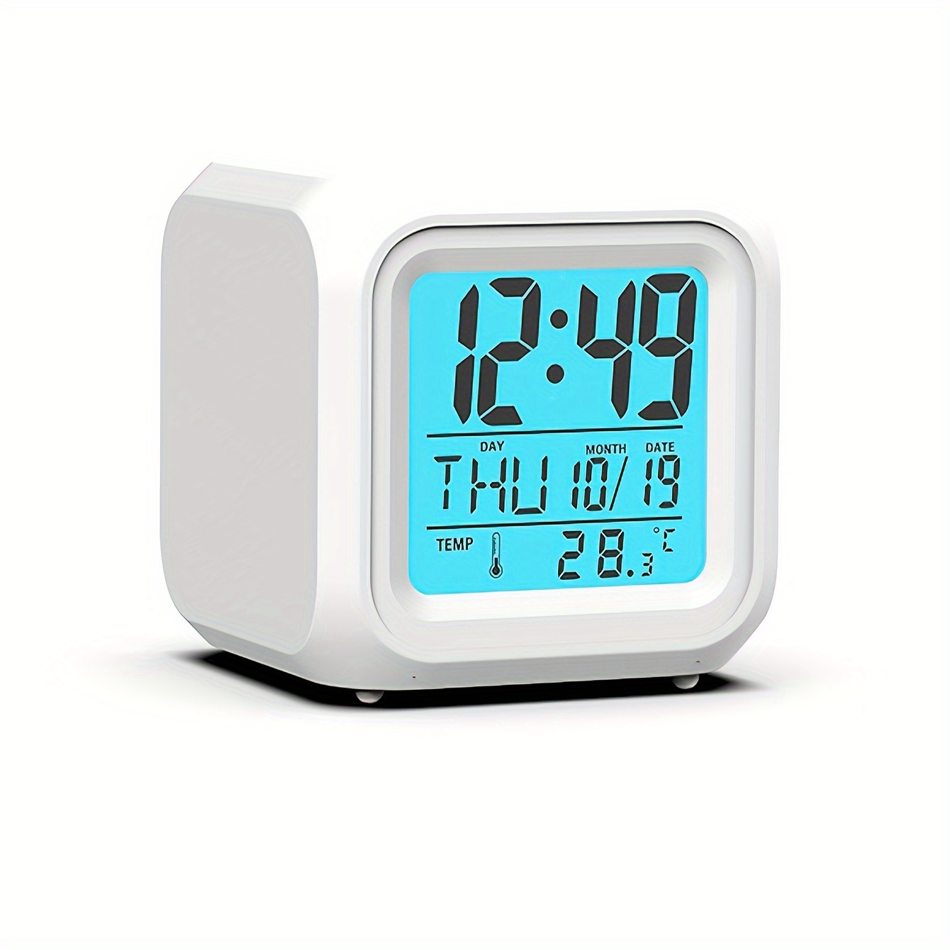 - Clock, Light Led Color-changing Electronic Alarm Clock With Thermometer, Creative Gift, 1pc
