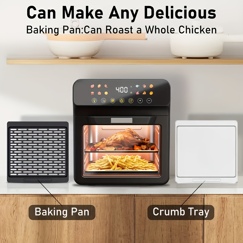 12qt large family air fryer convection oven with led   screen   window   non stick basket   function precise temperature   to 400 f energy   countertop toaster oven for baking roasting air frying space saving design easy to   for home kitchen small apartments     fryer machine healthy cooking   insulated cooking baking enthusiasts details 1