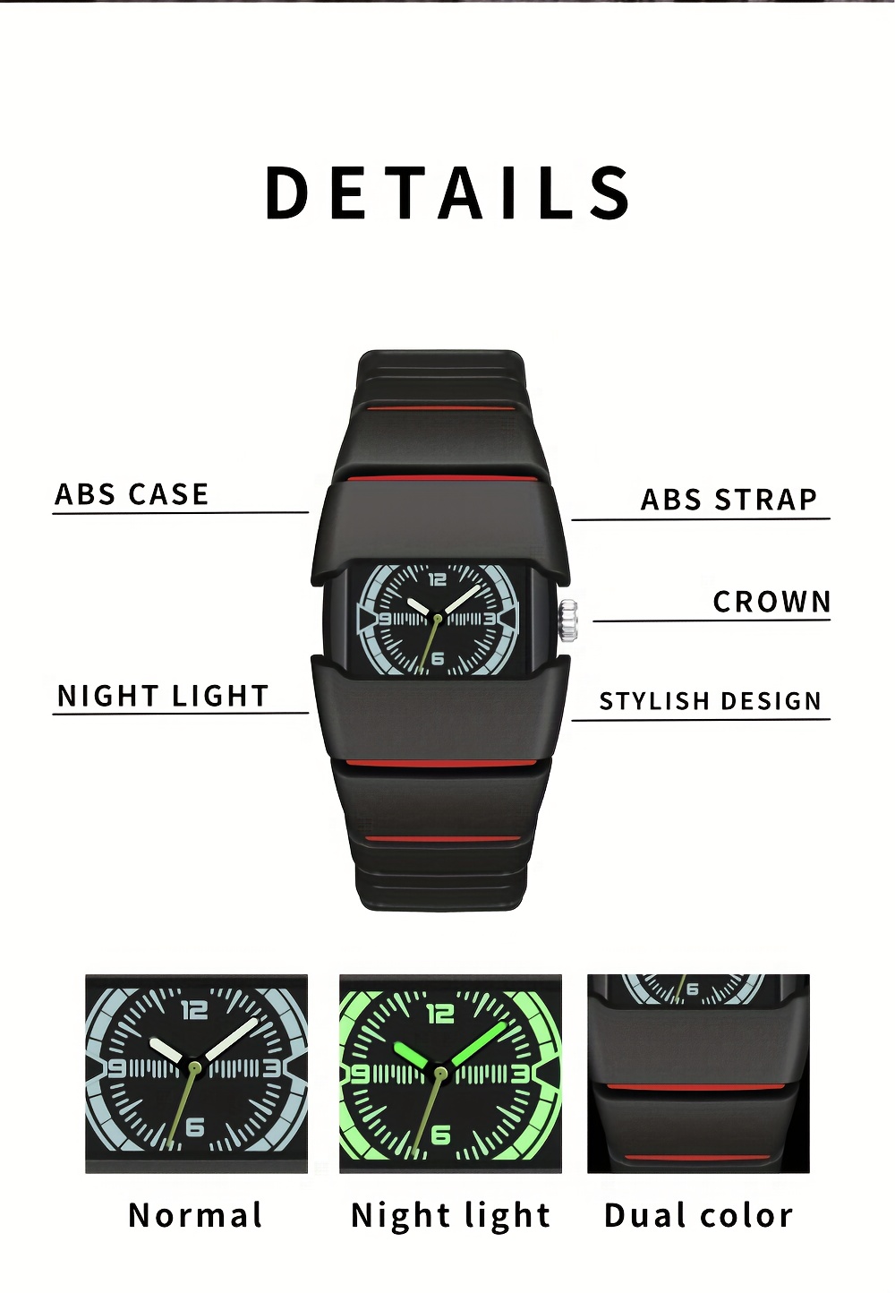 vintage y2k   armored mens watch   quartz watch with multiple colors durable plastic strap 50m waterproof battery powered for casual sporty styles valentines day gift for men everyday           statement piece fashion enthusiasts sporty accessory retro design sturdy construction fashionforward men Product details 2