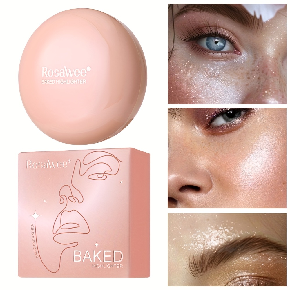 Monochrome Face Brightening Highlighter - 6 Colors, Lightweight Non-Greasy Glitter Powder with Subtle Shimmer, High Quality & Lightweight Formula for All Light Beige Tones, Ideal Valentine's Day Gift, Light Beige Brightening | Sleek Compact Design | High Quality Makeup