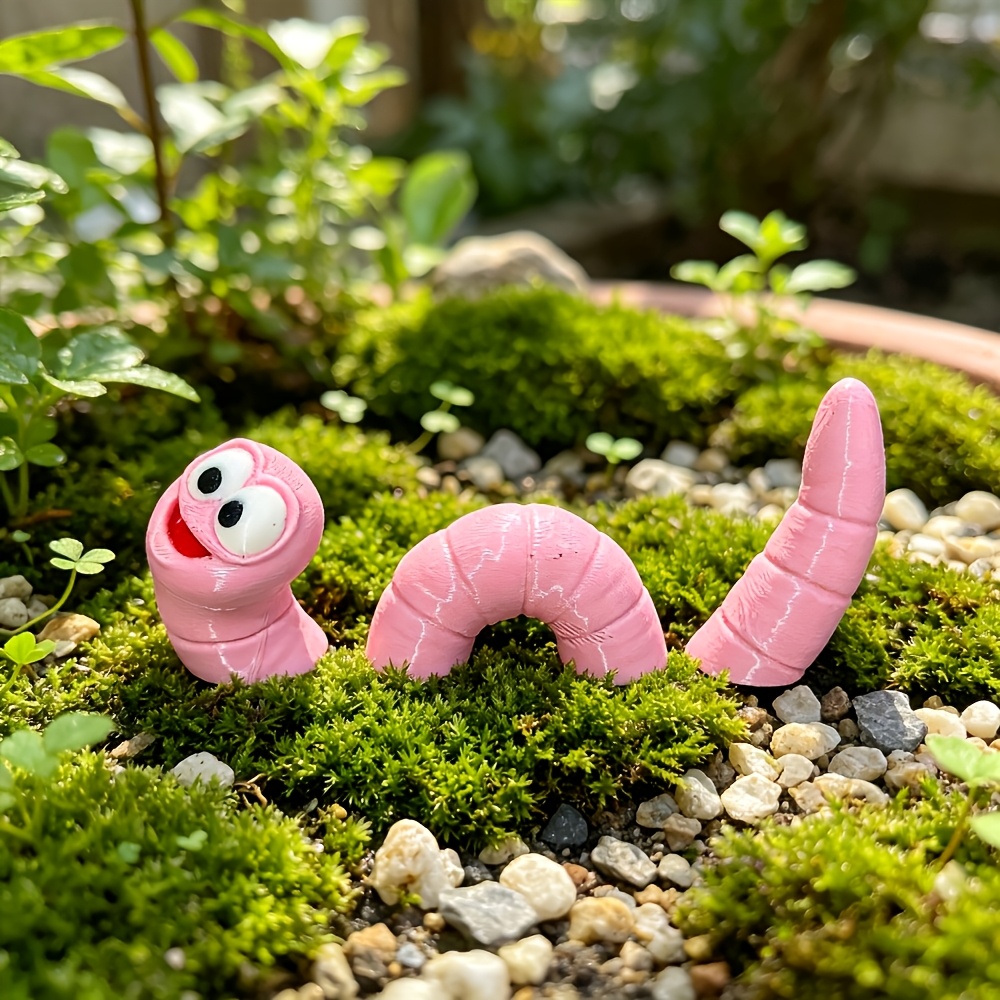 TEMU [3d] 1pc Figurine Ornament, Cute Worm Home Bonsai Decorative Statue, New Year Gardening Gift For Plant Lovers, Suitable For Gifts