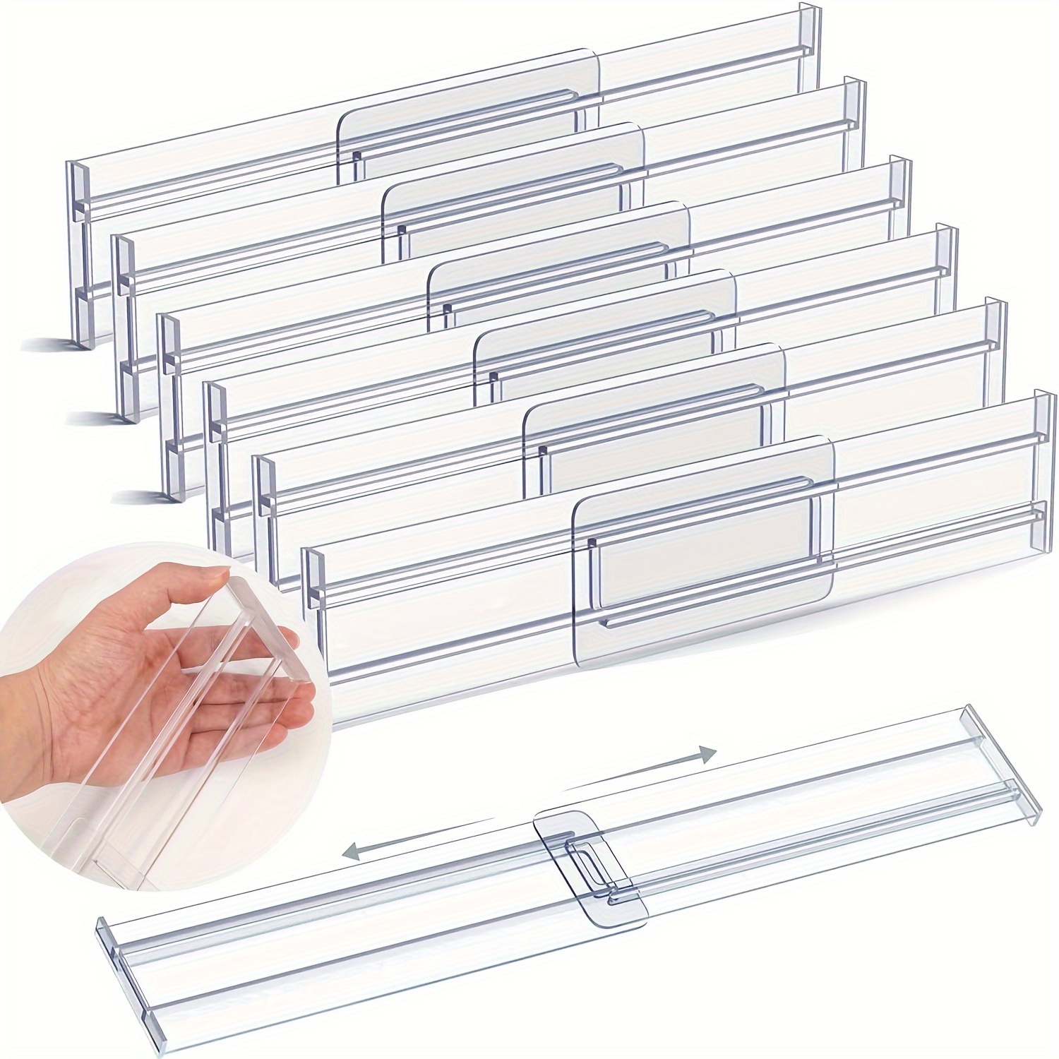 

6pcs Plastic Drawer Dividers, Organizers For , Clear Separators,