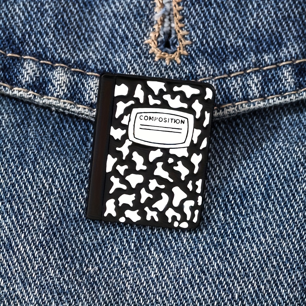 TEMU Composition Notebook Enamel Pin Fashion Decorative Badge Ornaments Lapel Bag Badges Gifts