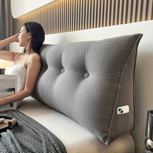 oreiller triangulaire en velours de luxe avec poches latérales, épais et , disponible en plusieurs tailles et couleurs, amovible. idéal pour lits, canapés, dortoirs,