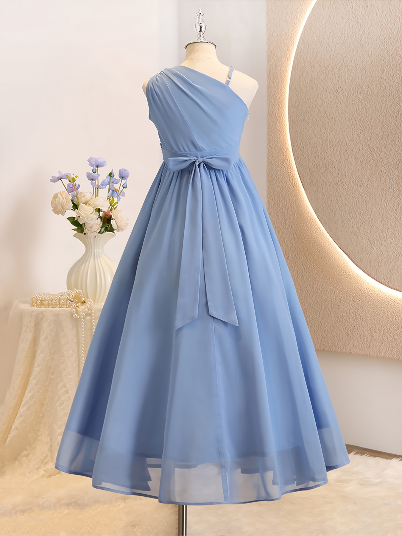 girls chiffon wedding guest dress a line short waist smock - Temu Pakistan