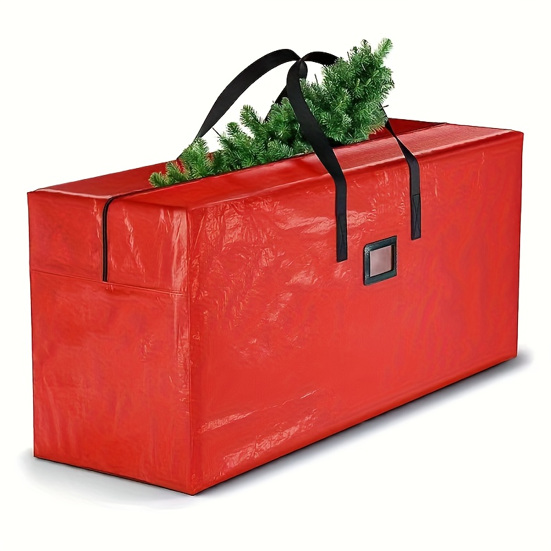 Image of Extra Large Christmas Tree Storage Bag - Fits To 8 Feet, Durable Pvc Material With Double Zippers And Sturdy Handles, Green