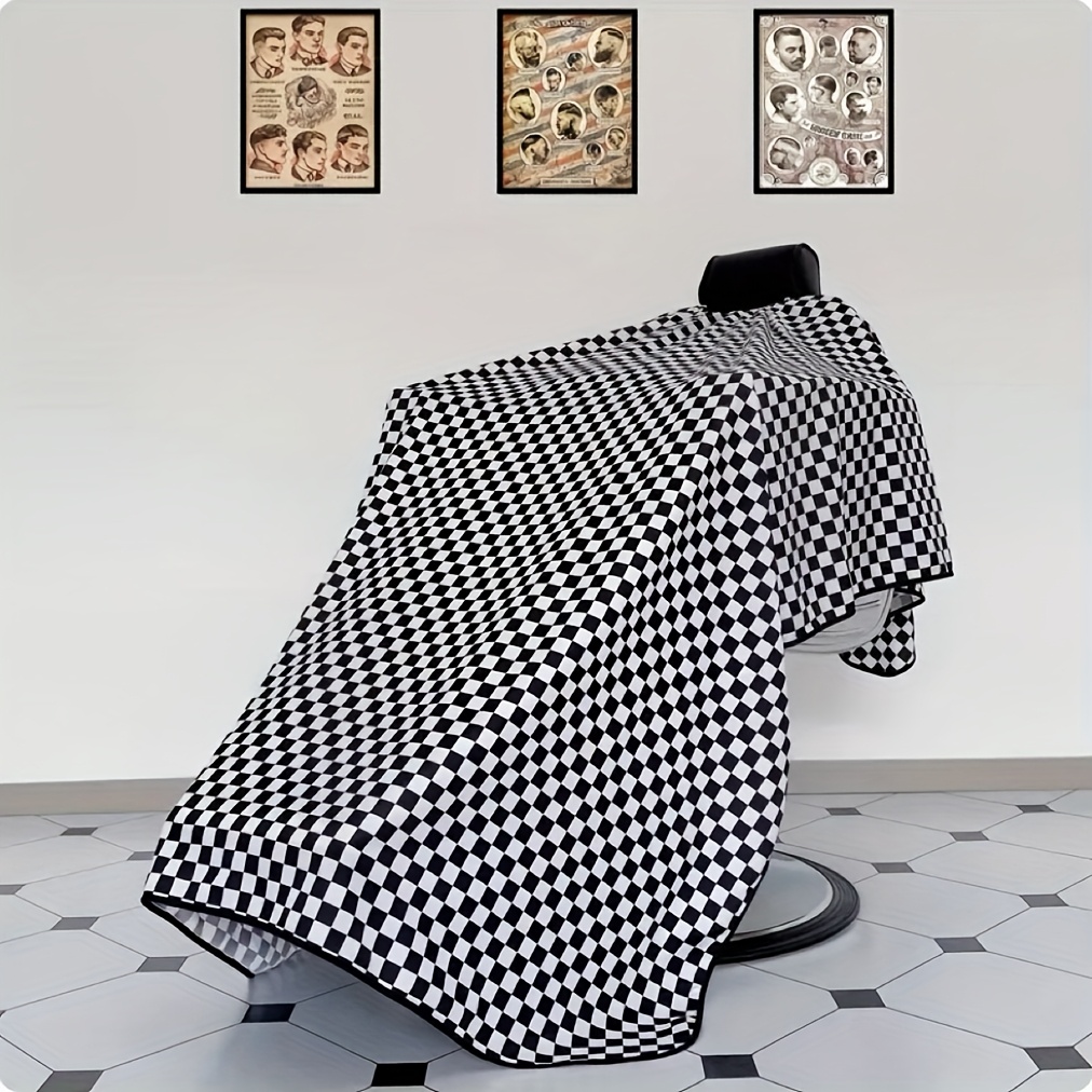 TEMU Salon & Home Use Checkered Hairdressing Cloth - Large Adult Size Reusable Hair Apron, Easy Clean Hair Baking Oil Cloth For Professional Stylists