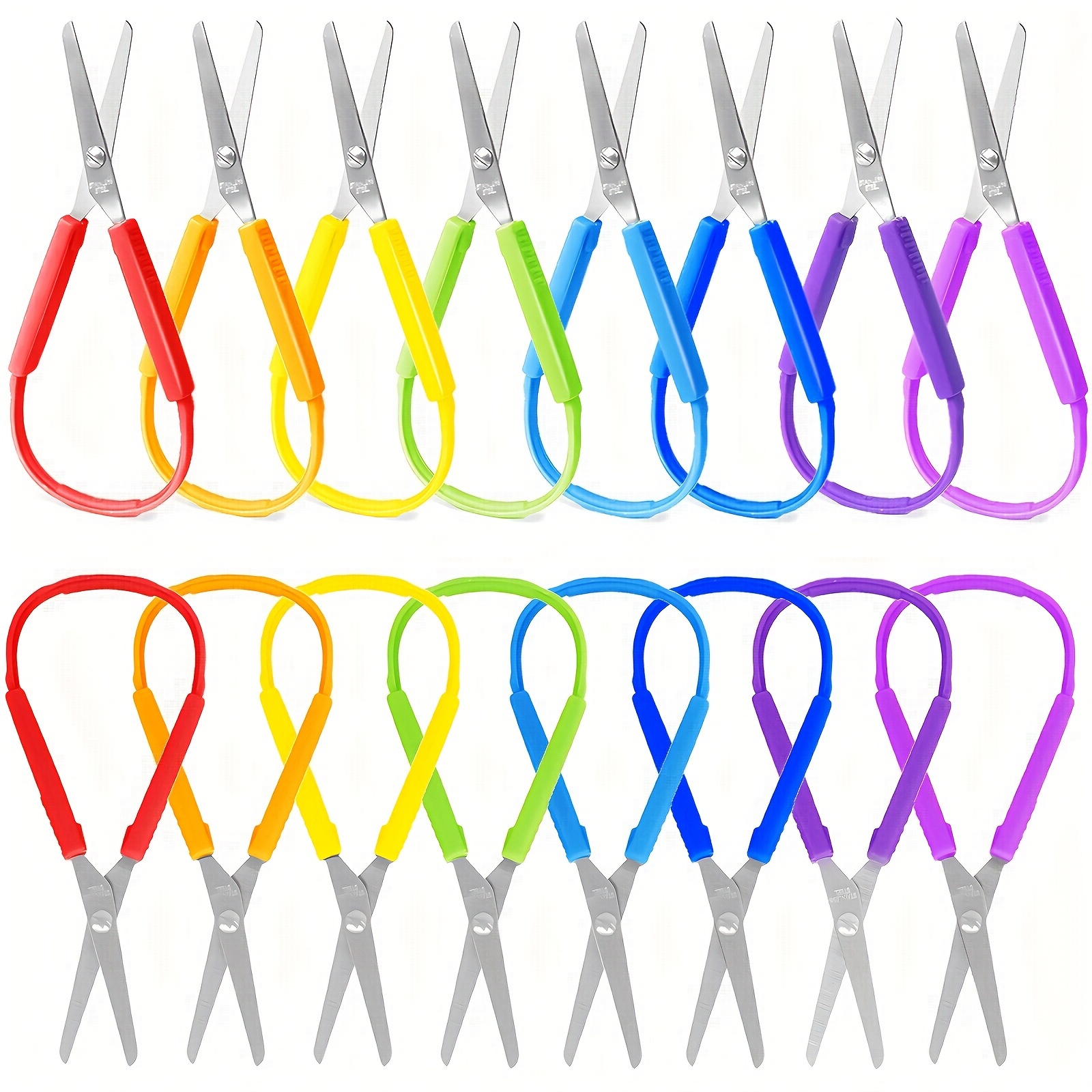 

8 Color Mini Loop Scissors With Sturdy Stainless Steel Blades And Comfortable Grips - Perfect For Special Needs Adults