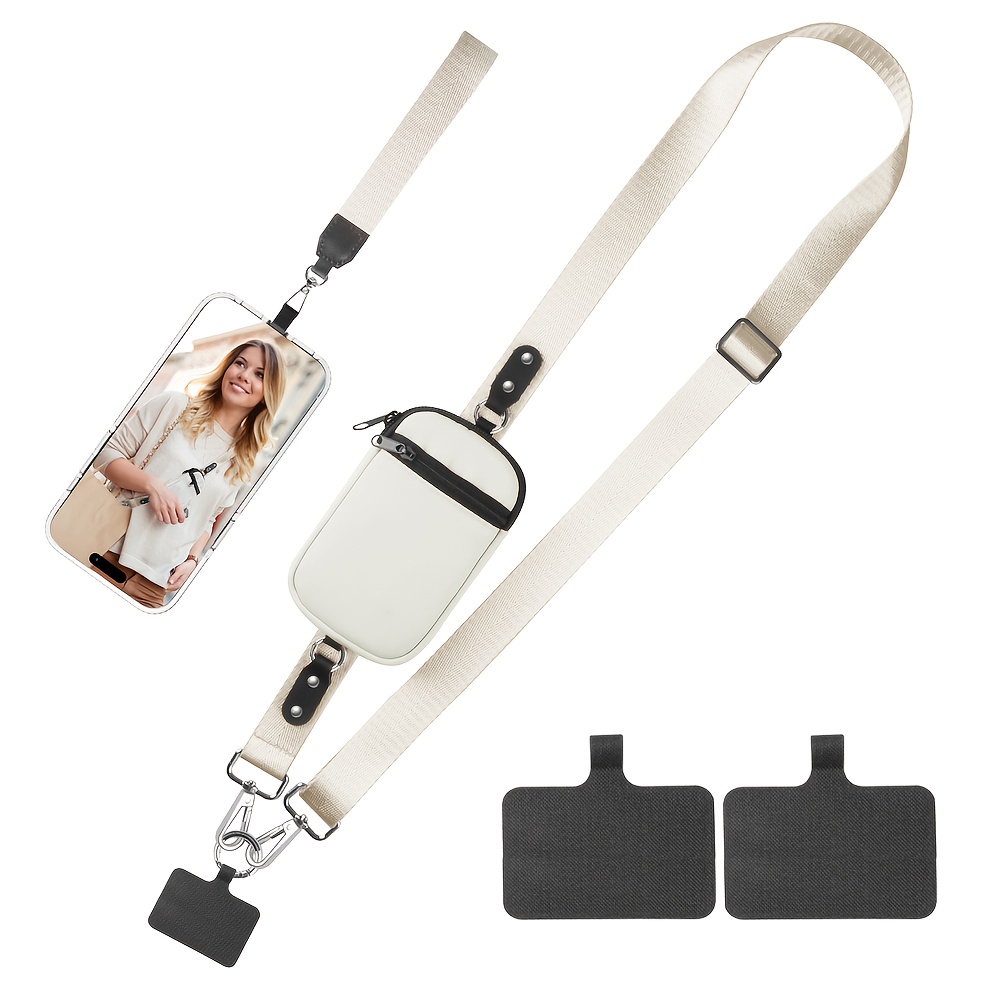 E-shop 58" Verstellbares Nylon-Umhängetaschen-Handyband mit Mini-Geldbörse & Handgelenksband - Langlebiges Anti-Diebstahl-Lanyard für Einkaufen &