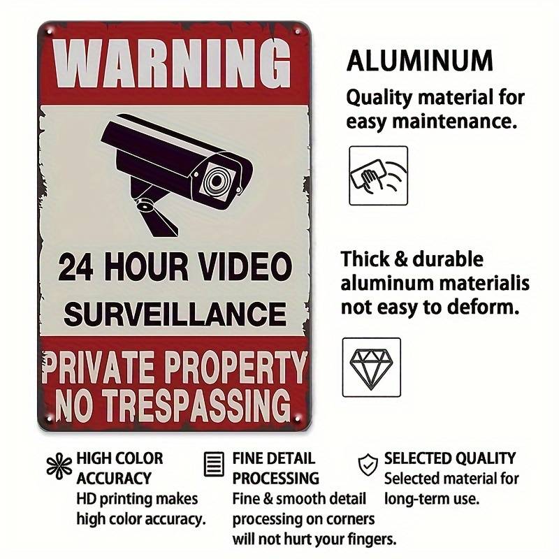 Panneau Avertissement Propriété Privée - Aluminium, 20x15 Cm, Avec Colle Forte Et Attaches Pour Surveillance Vidéo
