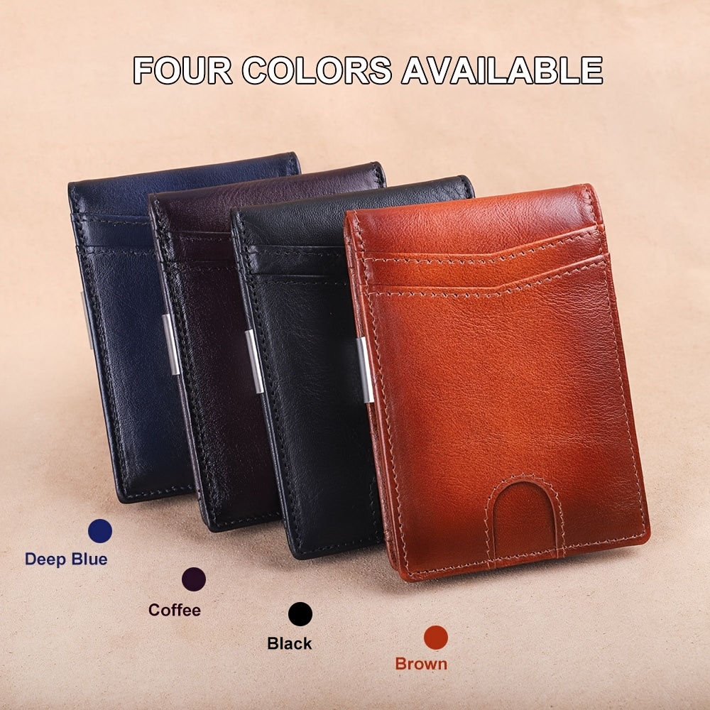 Portefeuille Homme En Cuir – Blocage RFID – Design Bifold Élégant Avec 2 Fenêtres Pour Cartes D'Identité