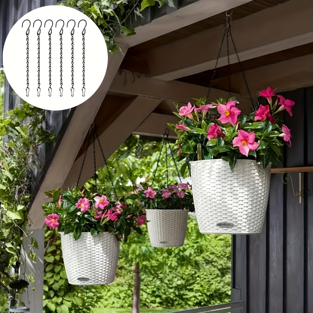 

6-piece Durable Black Metal Hanging Chains - Versatile For Flower Pots, Lanterns & Craft Decorations