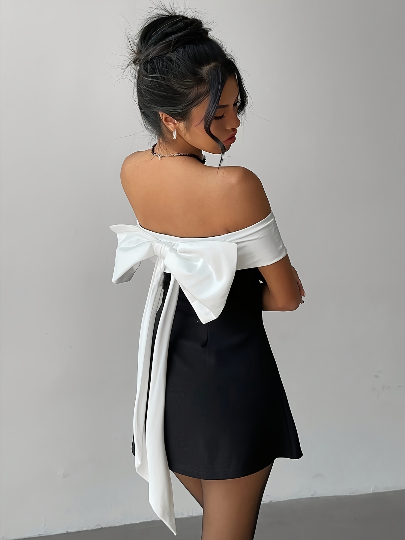 graduation dress bow in back QNNGXX Women's Backless Bow Tie Little Black Short Dress Summer Sexy  Cocktail Dresses Graduation Dress for Teens at Amazon Women's Clothing store