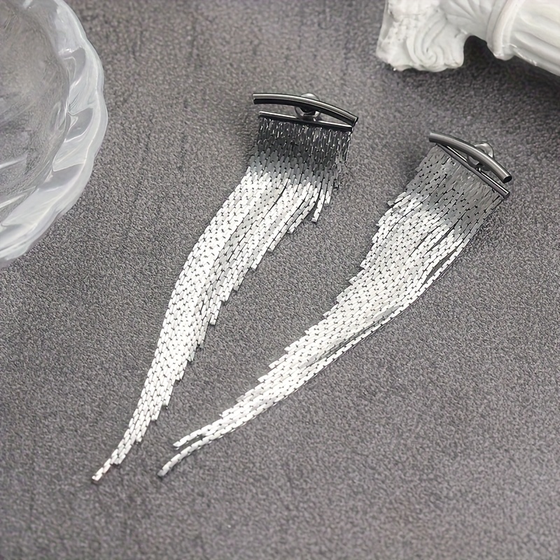 Sparkle Gunmetal Irregular Tassel Drop Earrings