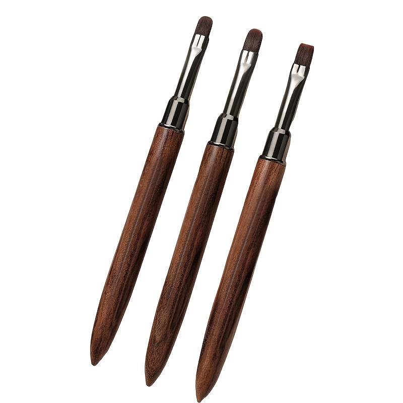 3pcs Nail Art Brush Set with Wooden Handle for Fine Designs