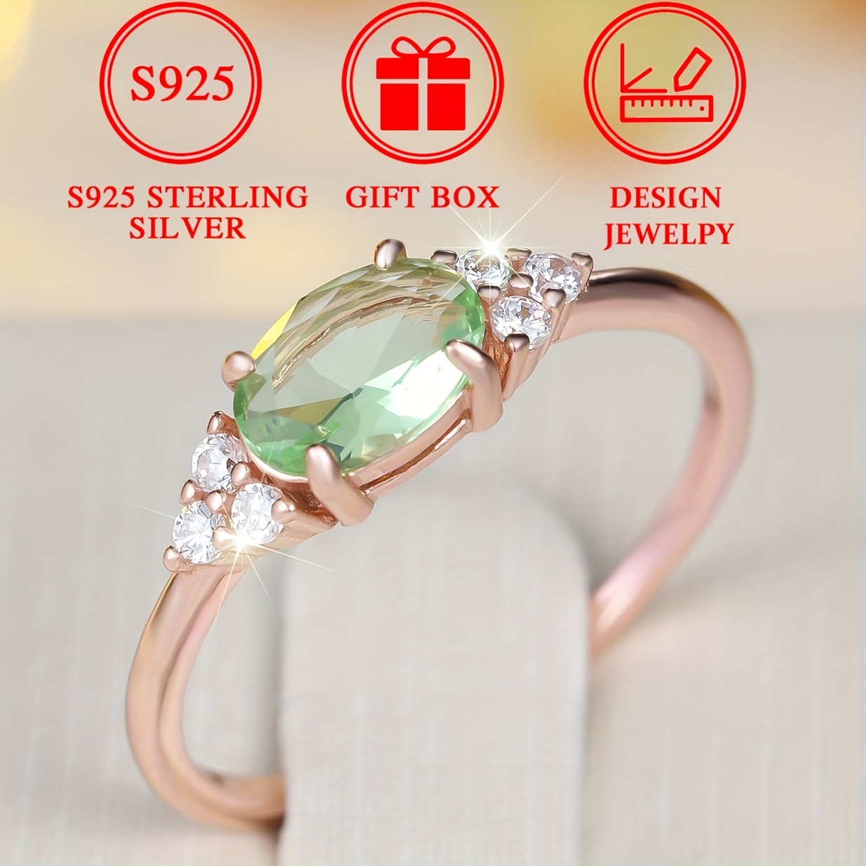 Women's Elegant S925 Sterling Silver Egg-shaped Zirconia Ring