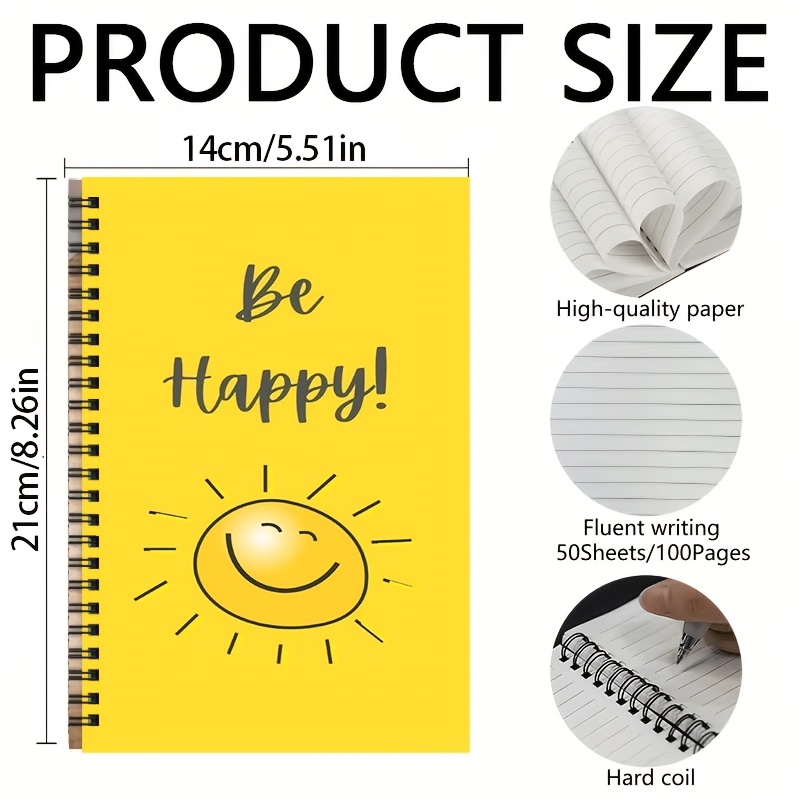 TEMU A5 Notebook, Sunshine Face "" Theme, Creative, Simple, And , For Student Note-taking, Office Writing, Trendy Stationery Diary