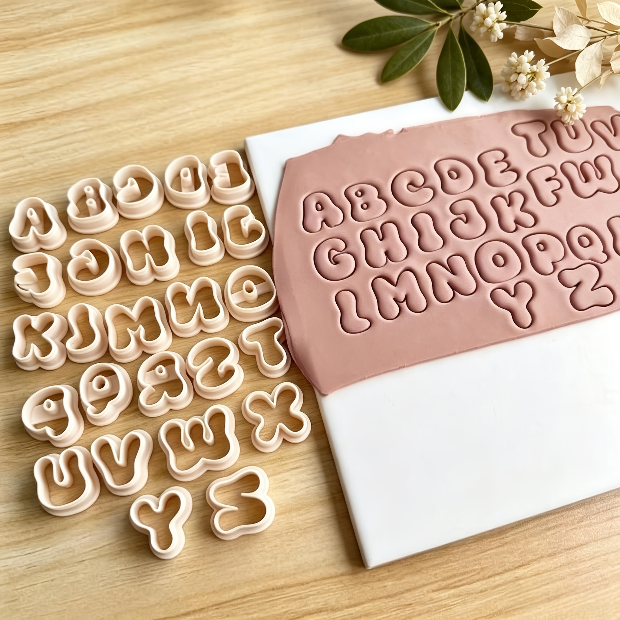 TEMU Polymer Clay Jewelry Molds In Of English Letters, 26 Letter-shaped Molds, Diy Earring Jewelry And Handmade Polymer Clay Cutters For Earrings,