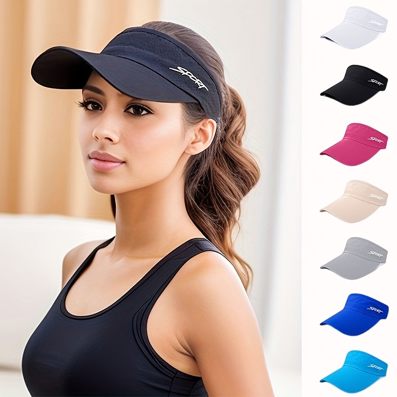 

Bai Ma Fei Li Women's Summer Visor Cap - Breathable Polyester, Open- For Running & Outdoor Activities, In White, Pink, Black, And More